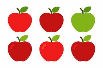 Apple Vector Set, Apple Fruit Clipart Bundle, Red and Green