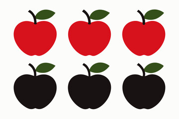 Apple Vector Set, Apple Fruit Clipart Bundle, Red and Green