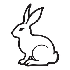 Silhouette rabbit or bunny animal black color, Rabbit sitting on the ground silhouette black color vector art illustration