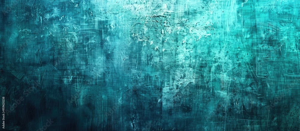 Poster grunge abstract background in turquoise. copy space image. place for adding text and design