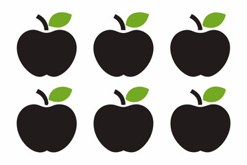 Apple vector silhouette set, apple icon set	
