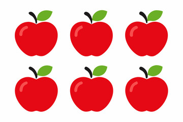 Apple Vector Set, Apple Fruit Clipart Bundle, Red and Green