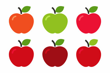 Apple Vector Set, Apple Fruit Clipart Bundle, Red and Green