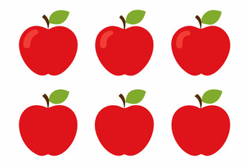 Apple Vector Set, Apple Fruit Clipart Bundle, Red and Green