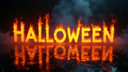 Fiery Halloween lettering with Jack-o'-Lantern in Flames