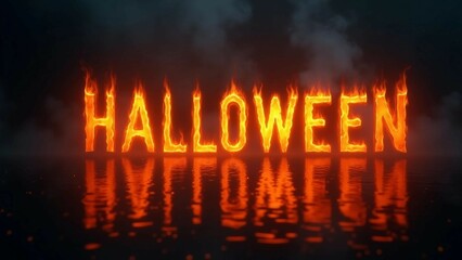Fiery Halloween lettering with Jack-o'-Lantern in Flames
