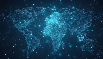 Global Network Connection with Glowing Points and Lines