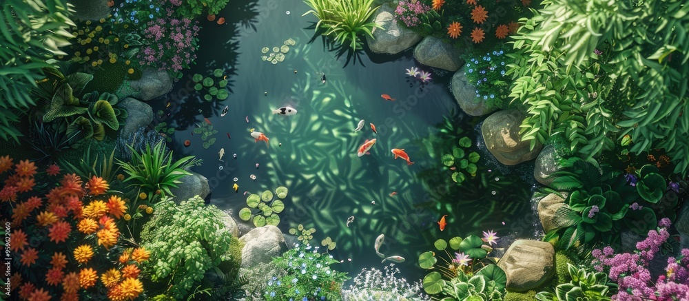 Poster this is the cosmos garden. copy space image. place for adding text and design