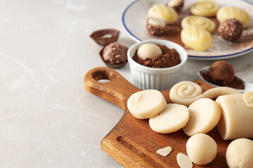 Marzipan, concept of tasty and delicious sweet food