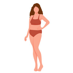 Minimalist Illustration of a Woman in Endomorph Body Types, Showcasing Unique Physiques in a Modern Art Style