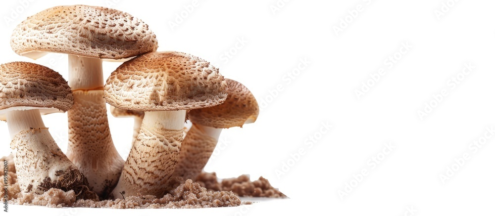 Aufkleber mushrooms set against a white background. copy space image. place for adding text and design