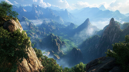 Huashan mountains in China desktop wallpaper