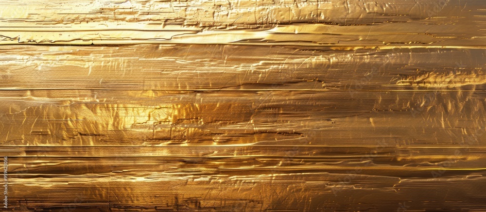 Aufkleber gold foil backdrop golden metallic textured paper featuring horizontal stripes. copy space image. pl