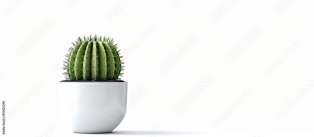 Poster cactus in a pot isolated on a white background. copy space image. place for adding text and design