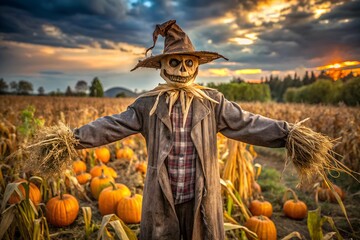 Spooky Scarecrow in a Field