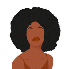 Illustration of a Black woman with a natural Afro hairstyle, celebrating beauty, confidence, and cultural pride, perfect for fashion, beauty, and lifestyle content.
