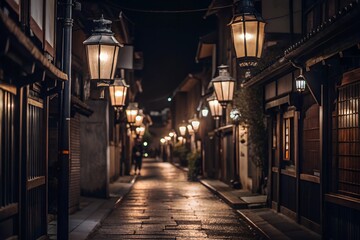 Dark Street with Dim Lanterns