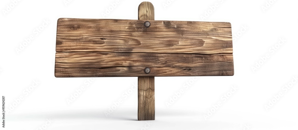 Aufkleber wooden signboard on white. copy space image. place for adding text and design