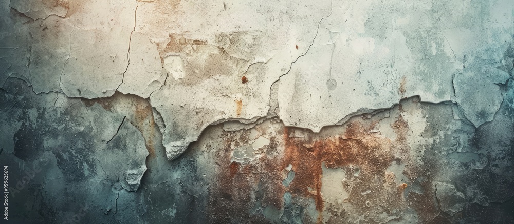 Poster blurred wall texture background unfocused toned with cracks. copy space image. place for adding text