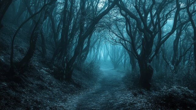 Spooky path in forest