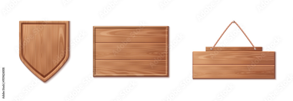 Aufkleber 3d wood texture sign board. wooden plank frame for saloon. realistic vintage nail bar for text in ga