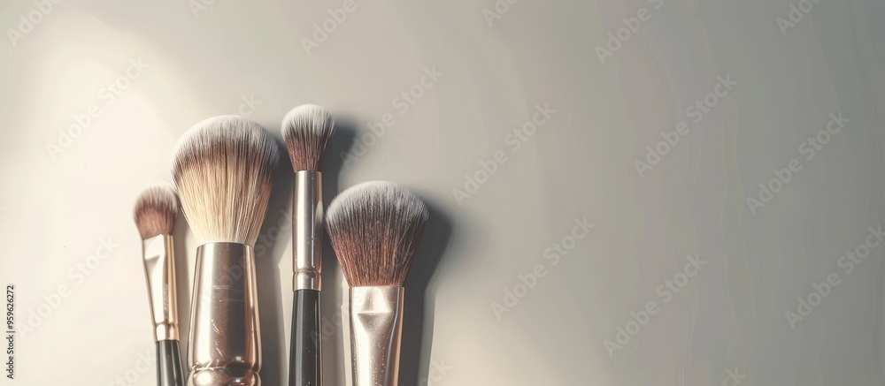 Aufkleber arrange the makeup brushes. copy space image. place for adding text and design
