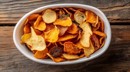 Chips in oval dish