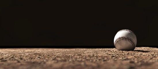 Baseball on the Pitcher s Mound close to the Pitching Rubber. Copy space image. Place for adding text and design