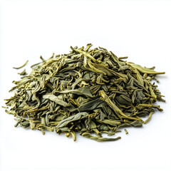 Loose green tea isolated on white background