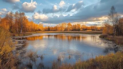Fototapeta premium Wetland lake near Saint Petersburg