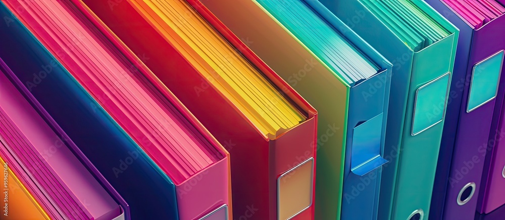 Poster close up of multiple record file folders stationery and office copyspace background organized group 