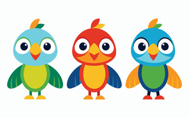 3 different style kid perrot icons for design
