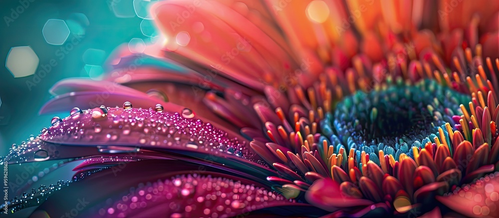 Poster macro shot of a gerber daisy. copy space image. place for adding text and design