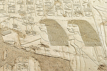 Wall relief of the servants of Ramose and his wife Merit-Ptah offering incense in the Tomb of Ramose,Grand Vizier to Amenhotep III and Akhenaten, TT55 in the Tomb of Nobles area in Luxor,Egypt