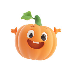 3d happy halloween pumpkin icon. Realistic 3d high quality isolated render	