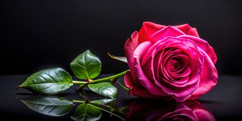 Pink rose against black backdrop with a red rose in its heart