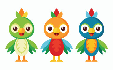 3 different style kid perrot icons for design