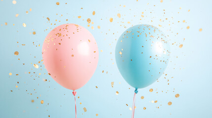 birthday party balloons, colourful balloons background and birthday cake with candles	