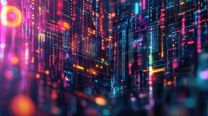An abstract graphic for scientific studies showing data charts and graphs intertwined with digital circuitry patterns