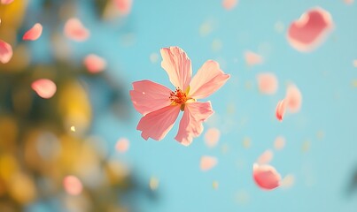 pink kesar flower flying in the air, Generative AI