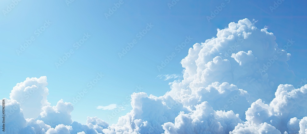 Poster blue sky and white clouds cumulus clouds. copy space image. place for adding text and design