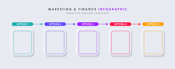 Infographic design template. 5 options or steps. Trendy minimal vector design