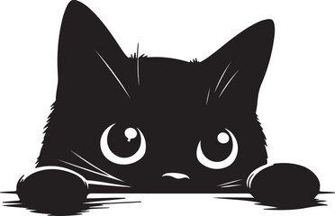 A cat peeking clip art silhouette vector art illustration © Mohaiminul