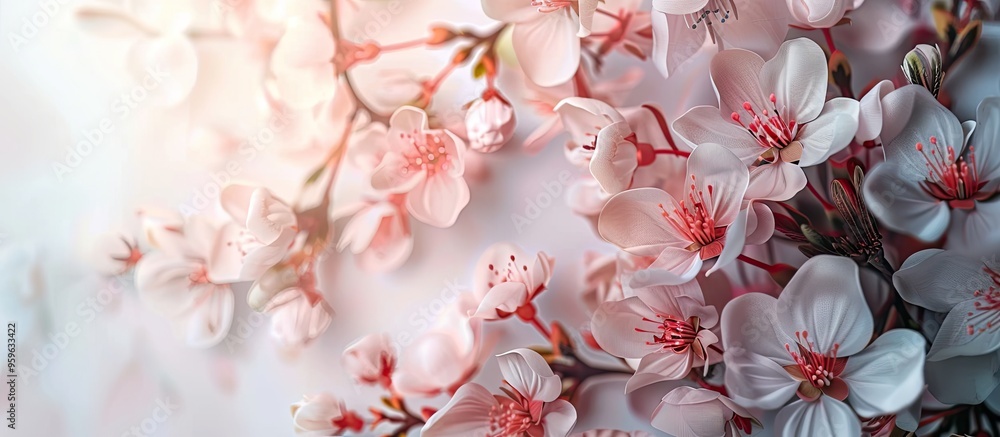 Aufkleber cut flowers with blossoms. copy space image. place for adding text and design