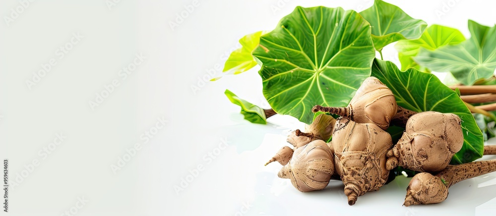 Canvas Prints Taro Roots also known as Colocasia Esculenta Rhizome isolated on a white background with copyspace for text