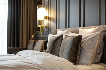 Obraz premium Luxury hotel room modern comfortable interior.