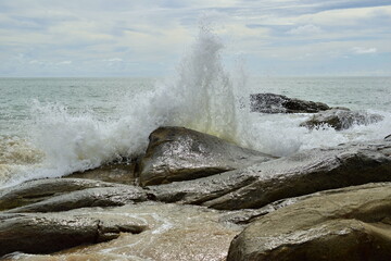 The surge of the wave. The coast of the sea.