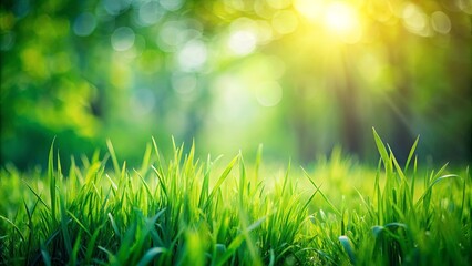 Soft focus image of green grass in a tranquil setting
