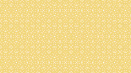 Geometric pattern with interlocking white lines on a yellow background. The pattern is seamless and repeats itself, creating a visually appealing texture.
