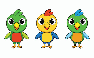 3 different style kid perrot icons for design